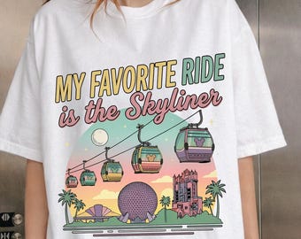 Retro Skyliner PNG, Disney Inspired Gondola Tee, Epcot Hollywood Studios Sweatshirt, Matching Vacation T-Shirt, Park Transportation Tee