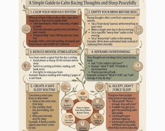 Why Your Mind Won’t Shut Off at Night, Overthinking Sleep Anxiety Cheat Sheet Printable