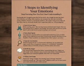 Emotion Identification Cheat Sheet, 5 Steps to Understand Feelings and Emotional Awareness