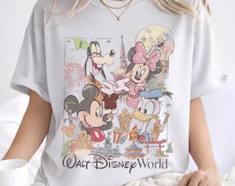 Retro Walt Disney World Mickey & Friends PNG, Epcot World Tour Shirts, Snacks Drinking Around The World Shirt, Disneyland Family Trip Gift