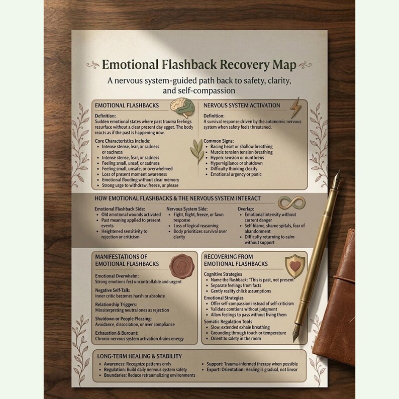 Emotional Flashback Recovery Map, Nervous System Regulation Trauma ...