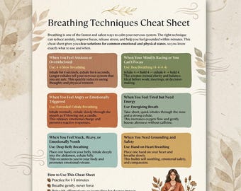 Calming Breathing Techniques Cheat Sheet for Anxiety, Stress and Emotional Regulation
