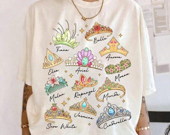 Coroa de Princesa da Disney PNG, Cinderela, Bela, Rapunzel, Ariel e Branca de Neve - Design Inspirado, Download Digital Imprimível para Viagem de Meninas ao Reino Mágico