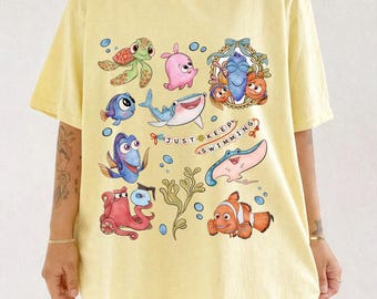 Finding Nemo Friends Not Food PNG, Cute Nemo Dory Squirt Sheldon, Bruce Shark T-shirt, Disney Kid Tee, Disneyland Trip