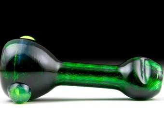 Small Emerald Green Hand Blown Glass Chillum with Teeth Grip/ Mini Pipe/ One Hitter
