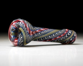 Colorful Twist Hand Blown Glass Chillum/ Pipe