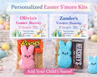Easter S’mores Kit Party Favor, Peeps S'mores Treat, Easter Basket Stuffer, Classroom Gift, Personalized Easter Favor