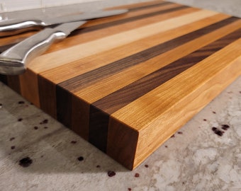 Cherry, maple, and walnut cutting board