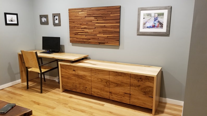 Solid Maple Credenza With Solid Butternut Wood Doors With A Matching Desk