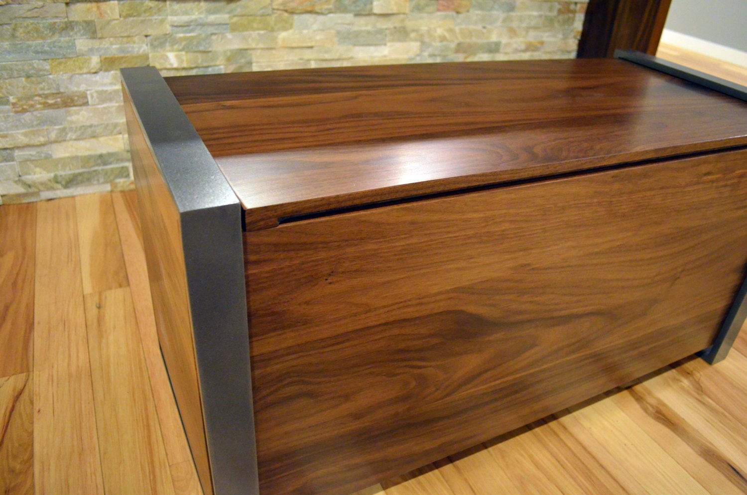 Modern toy box made with solid walnut and steel Etsy