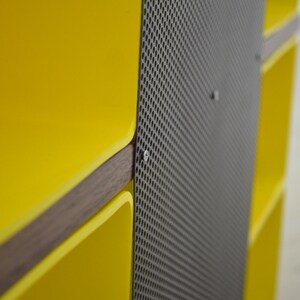 Madera de nogal y acero cachorra banco y almacenamiento | Etsy