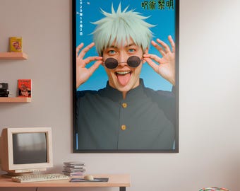 Jujutsu Kaisen Poster Art Print, JJK Satoru Gojo Anime Poster, Japanese Wall Decor, Live Action Wallframe