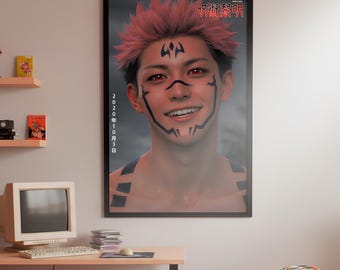 Ryomen Sukuna Printable Poster | Jujutsu Kaisen Wall Art | Dark Anime Villain Decor | Cursed King Digital Download