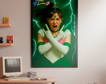 Feel the Power of Sailor Jupiter - Lightning Attack Wall Decor, Sailor Moon Anime Art Print, Digital Poster