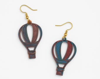 3-D Printed Rainbow How Air Balloon Earrings