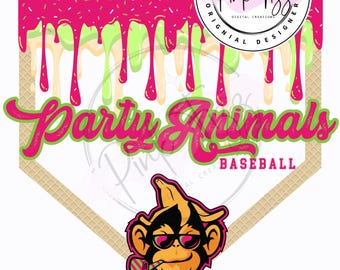 Party Animals PNG | Bananas Baseball | Bananas | Baseball | Drippy Plate | Banana Ball