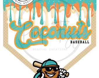 Coconuts Baseball PNG | Bananas Baseball | Bananas | Baseball | Drippy Plate | Banana Ball