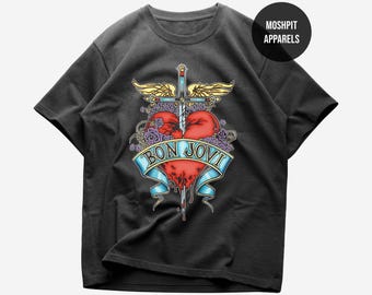 Bon Jovi T-Shirt - Rock Music Shirt - It's My Life - Slippery When Wet Shirt - Bon Jovi Merch - Unisex Rocker Clothing