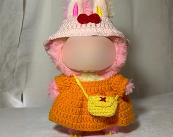 Orange Crochet Dress Outfit for LBB 1.0/3.0 (17cm doll)