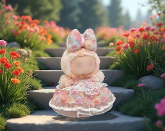 Labubu Orange Wedding Dress w/ Orange Bow Outfit