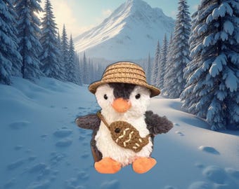 Strohhut mit Tasche für Erdnuss Pinguin Taschenanhänger