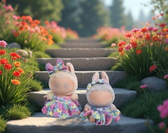 Vestido arcoíris tejido a mano para muñeca LBB 1.0/2.0/3.0 (15/17 cm)