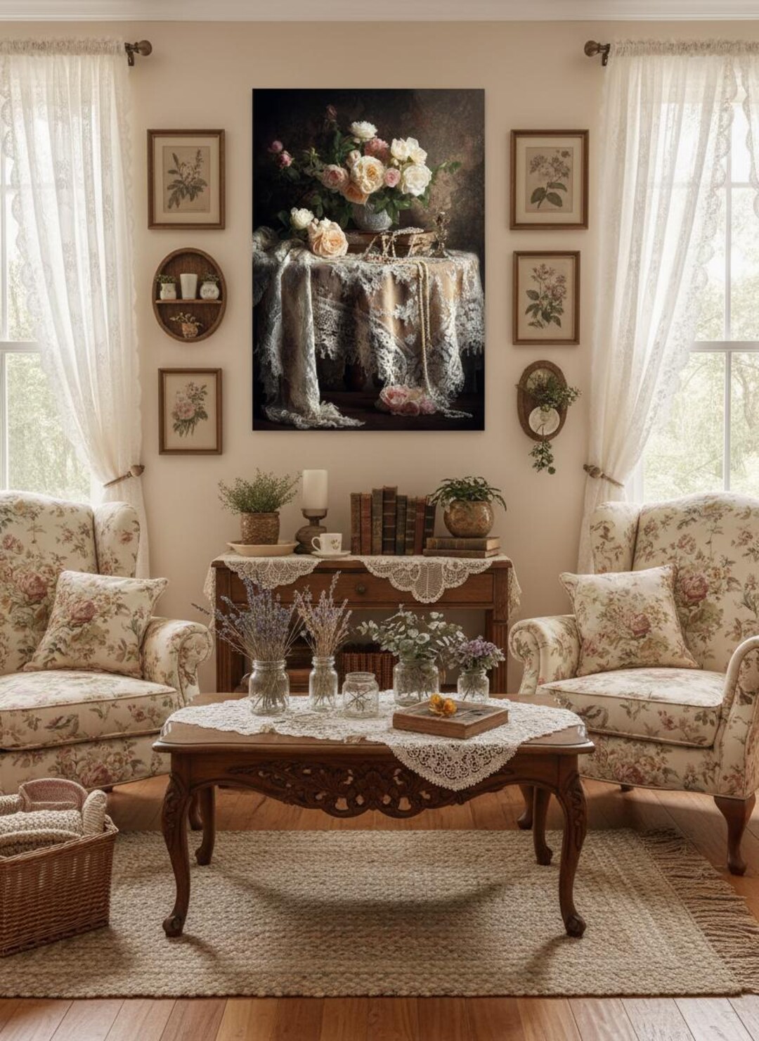 Vintage Rose Still Life Canvas Framed | Floral Wall Art, Matte Print - Etsy
