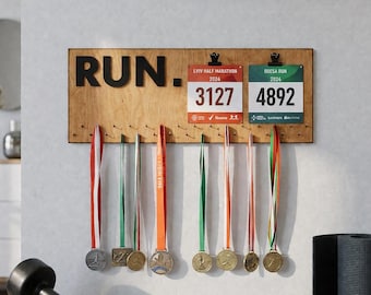 Custom Medal Holder Wooden Medal Display Rack for Running Awards Organizer Wall Mounted Medal Hanger