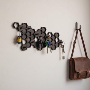 Honeycomb key holder, Key holder for wall, Entryway Organizer Shelf, Key shelf key organiser, Magnetic key hook, Key Hanger