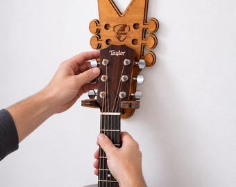 Wood guitar hanger, Guitar holder wall wood, Guitar hooks for wall, Guitar Rack, Wooden Guitar Wall Mount, Personalized guitar hanger