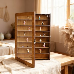 Vitrine mit Glastür, Holzvitrine, Vitrinenregal, Vitrine für Sammlerstücke, Vitrinenregalkasten, Vitrinenregal für Figuren