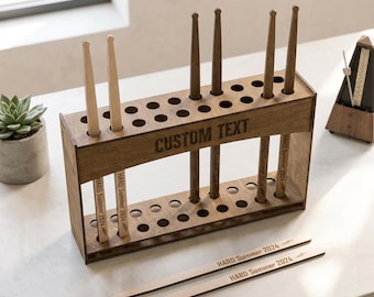Personalized Wooden Drum Stick Holder Case, Custom Engraved Drumstick Stand