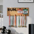 Custom Medal Holder Wooden Medal Display Rack for Running Awards Organizer Wall Mounted Medal Hanger product logo