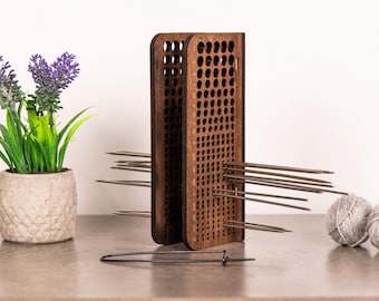 Knitting needle holder wood, Knitting needle storage, Knitting needle holder,Knitting needle stand, Knitting Needle Organizer