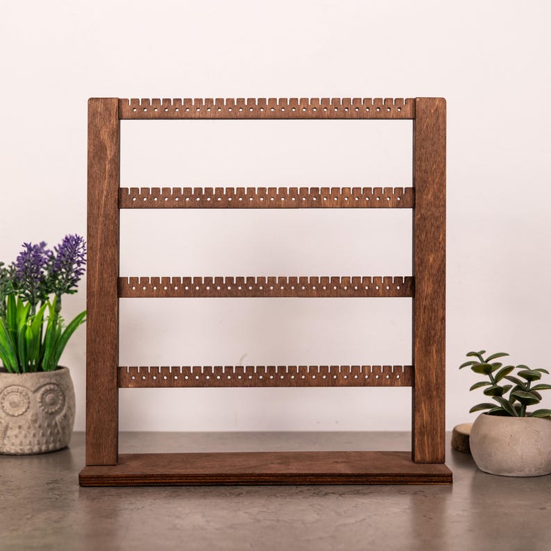 Soporte para joyas, organizador de pendientes de madera, expositores de joyas de madera, soporte para pendientes personalizado, organizador de pendientes imagen 10