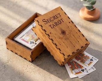 Tarot wooden box, Tarot card holder wooden, Wooden tarot case, Tarot deck holder, Tarot holder box, Tarot holder shelf, Tarot storage case