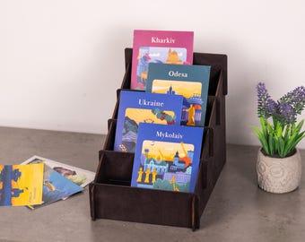 Wooden Postcard Display Rack, Sticker Holder, Greeting Card Organizer, Retail Stand