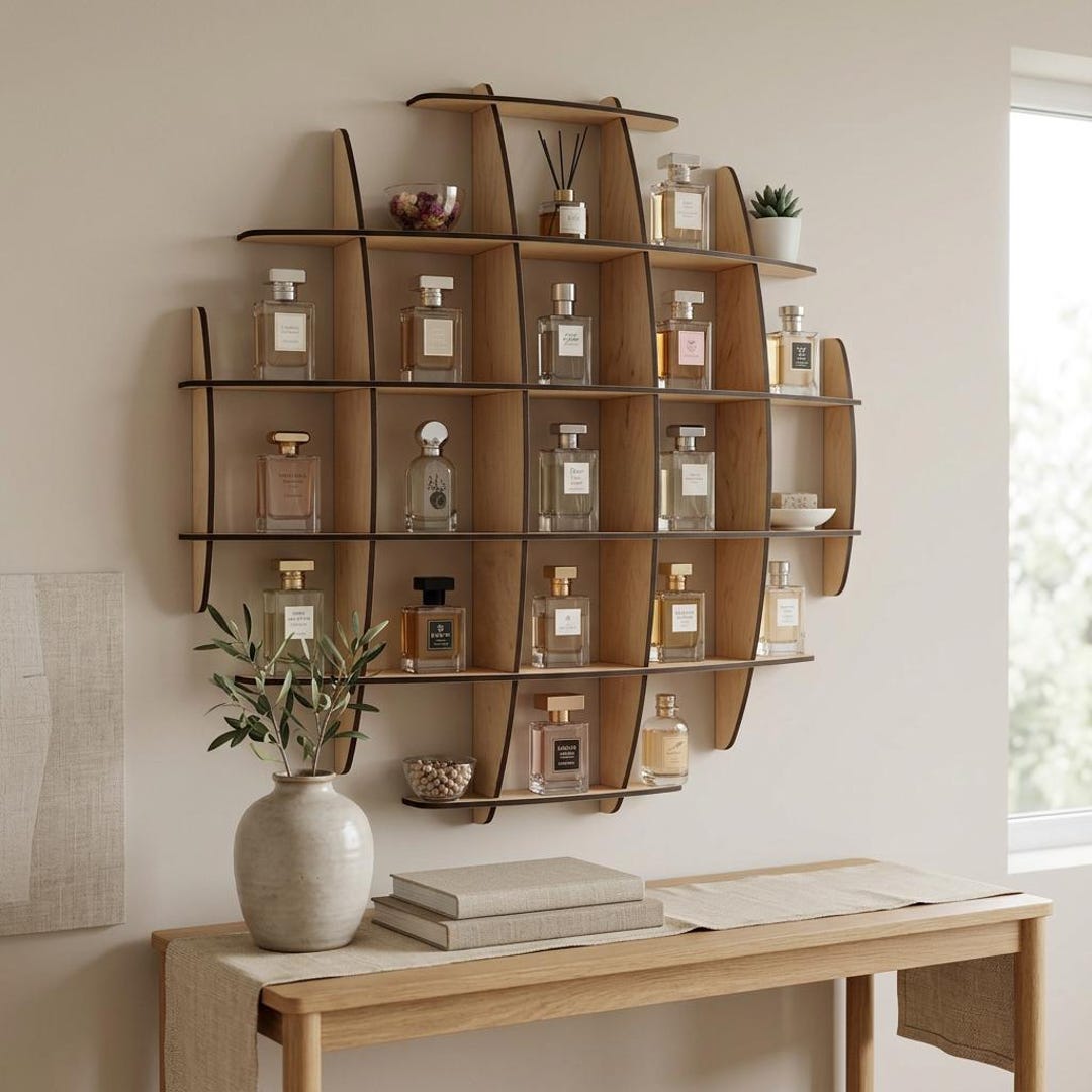 Fragrance Rack Wall Mounted Perfume Rack, Mini Perfume Organizer Shelf, Wooden ...