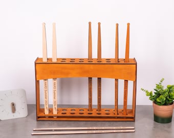 Estuche de madera para baquetas, Soporte para baquetas con nombre, Estuche para baquetas, Soporte para baquetas personalizado, Soporte de madera para baquetas