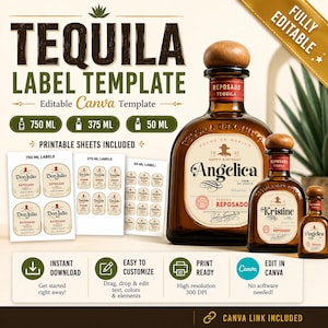Custom Don Julio Reposado Template, Tequila Label Template Canva, Birthday, Anniversary, Engagement Gift. Custom 750mL -  375mL  - 50mL