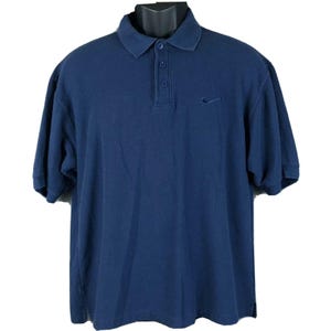 NIKE Vintage 90s Golf Polo Shirt Size XL White Tag Navy Blue Swoosh image 1