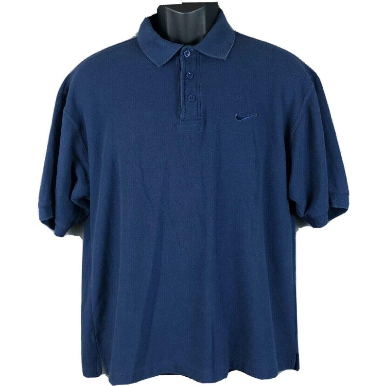 NIKE Vintage 90s Golf Polo Shirt Size XL White Tag Navy Blue Swoosh image 1