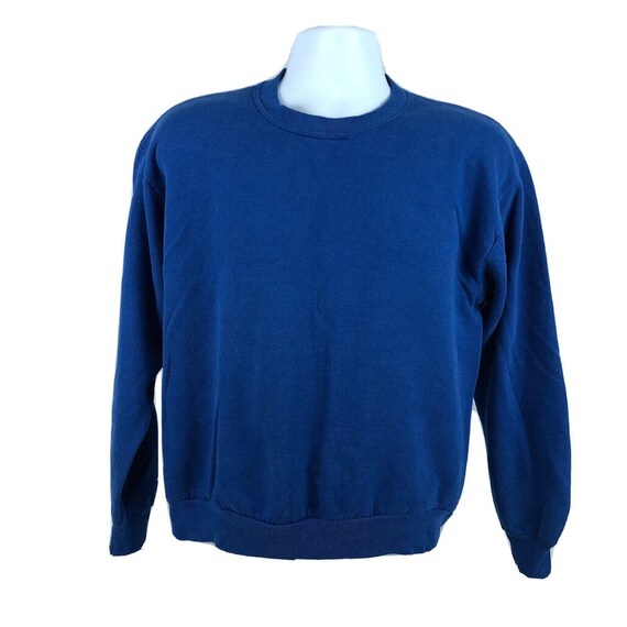 Jerzees Vintage 80s Plain Blank Blue Sweatshirt Size Medium USA 50