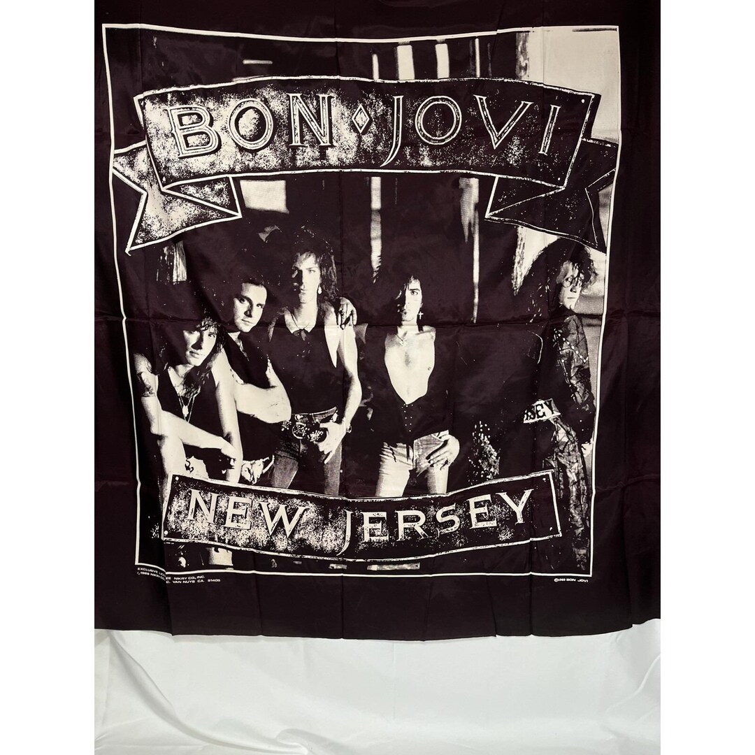 Bon Jovi New Jersey Vintage 1989 Cloth Flag Large 44