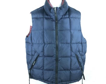 Vintage 90s GAP Down Filled Puffer Vest Blue Size Small Quilted Yeezy Jacket