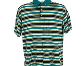 Knightsbridge Men's Size Large Golf Polo Shirt Colorblock Geometric Vintage 80s