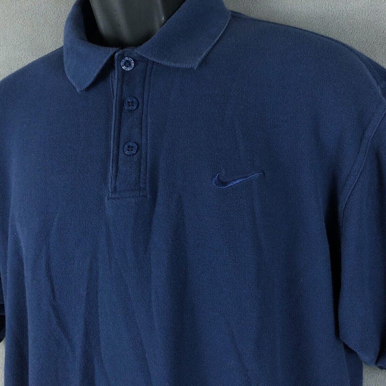 NIKE Vintage 90s Golf Polo Shirt Size XL White Tag Navy Blue Swoosh image 4