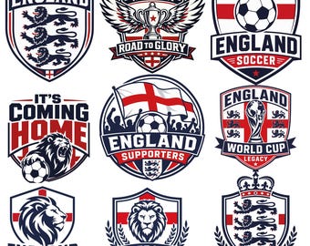 9 file,England Football Svg Bundle,England world cup,England Supporters Logo Pack, PNG SVG PDF, England svg,Layered File,Instant Download