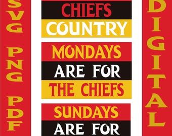 Chiefs SVG, Chiefs PNG, Fútbol de los Chiefs, Los domingos son para los Chiefs, Bienvenidos a la tierra de los Chiefs, Imágenes prediseñadas, Cricut, Archivo en capas, Descarga instantánea