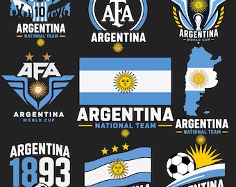 Argentina National Team SVG Bundle, AFA Logo Svg,Argentina Soccer PNG,World Cup Football Designs, Cricut ,Argentina svg,Argentina Flag